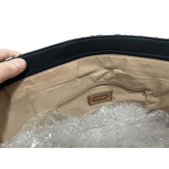 Nine West Satchel Splatter Pattern in Pink, White, and Black Good Condition - Picture 7 of 8